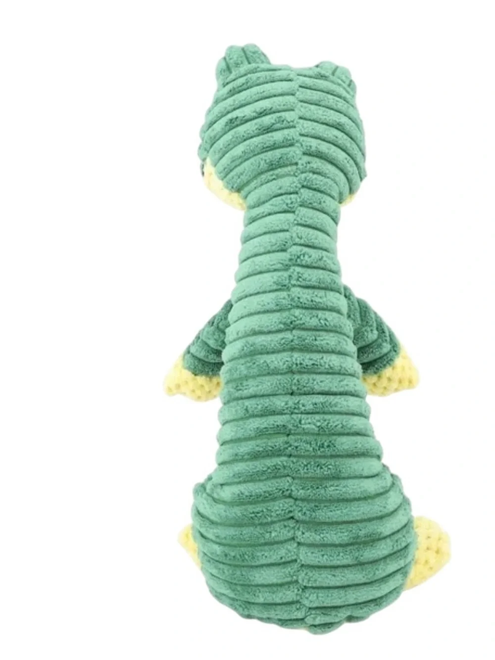 Green & Yellow Plush Alligator Dog Toy - Durable Squeaky Chew Toy